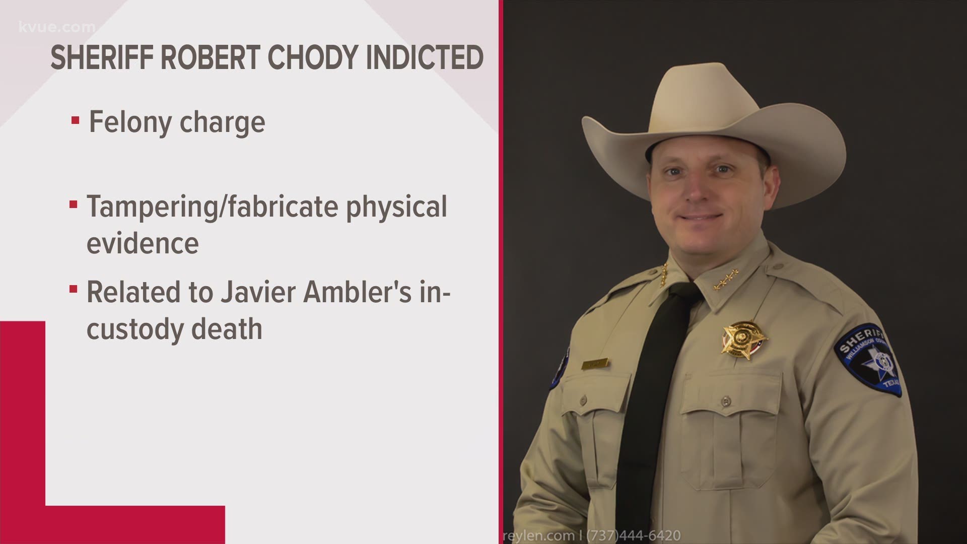 A Williamson County grand jury has indicted Sheriff Robert Chody on a charge related to the death of Javier Ambler in March 2019.