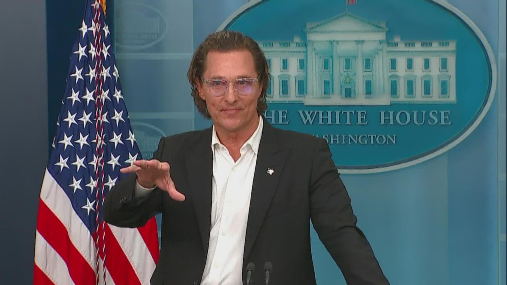 Matthew McConaughey was at the White House calling for stricter gun laws. He spoke about making the 21 lives lost in Uvalde matter.