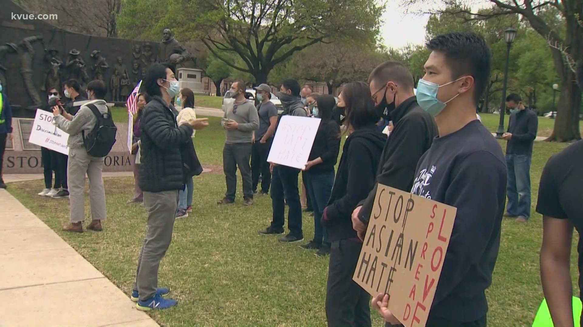Demonstrators gathered at the Texas Capitol on Friday to speak out against Asian hate crimes. Organizer Chuck Guo said he can't watch his community get hurt.