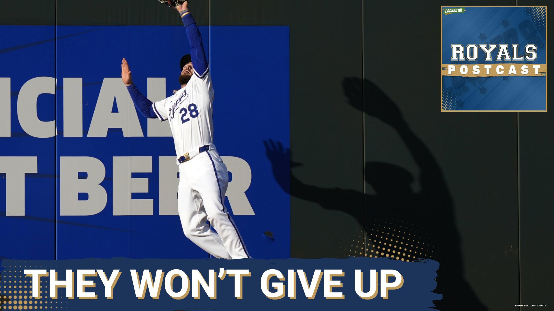 Chance Liebau reacts to the second game between the Kansas City Royals and Atlanta Braves.