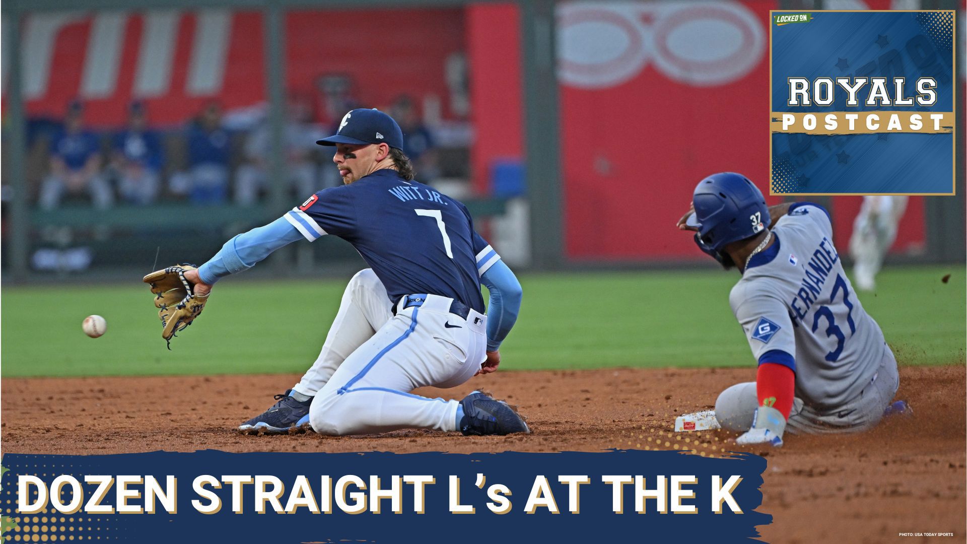Chance Liebau reacts to the Kansas City Royals and Los Angeles Dodgers in game one.