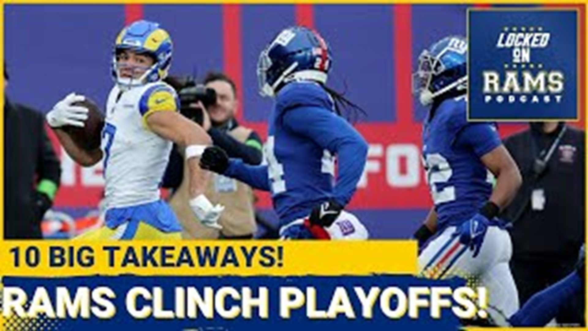 The Los Angeles Rams punched their ticket to the playoffs with a road win over the New York Giants and a Seahawks loss to the Steelers.