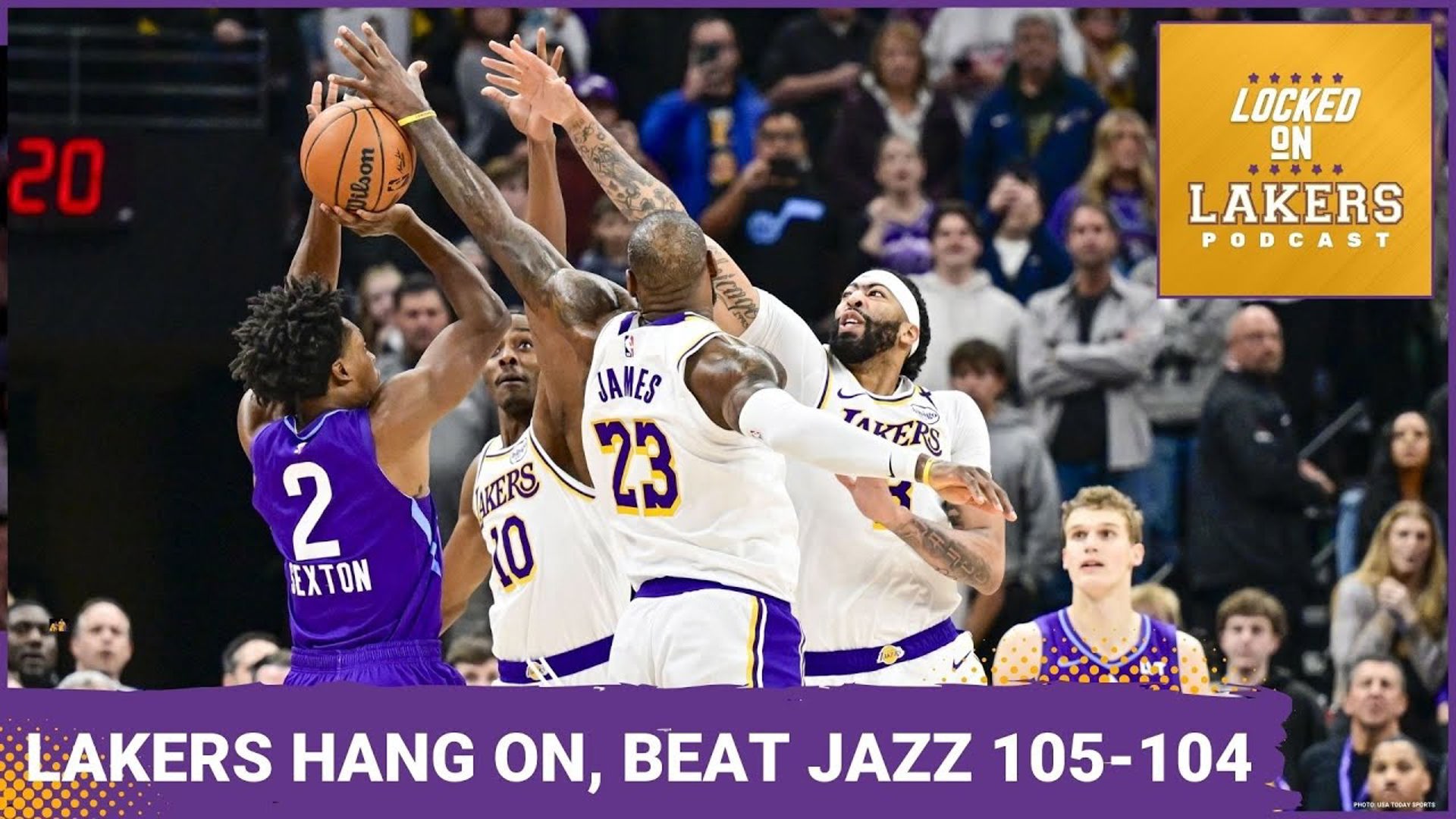 Shorthanded Lakers Get 60 Points from LeBron and Anthony Davis, Squeak Out Win over Jazz 105-104