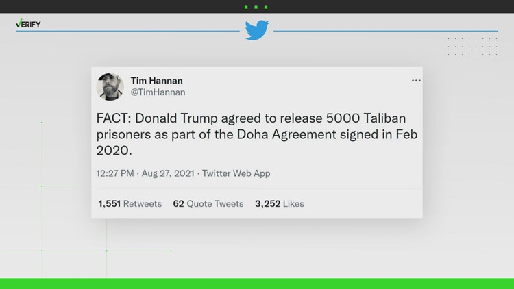 Yes, the Trump administration in 2020 agreed to the release of 5,000 Taliban prisoners
