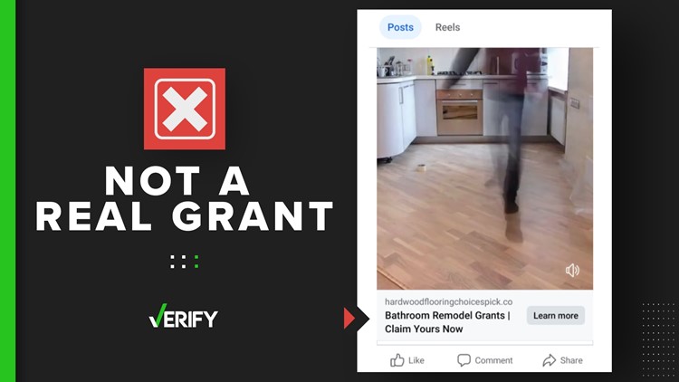 No, Facebook ads for bathroom remodel grants are not legit