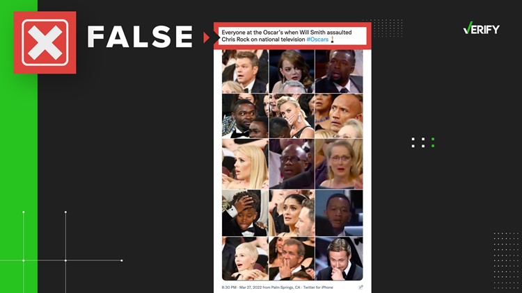 Meme claiming to show celebrity reactions to Will Smith slap was from 2017 Oscars