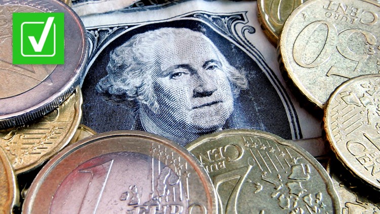 Yes, one euro was equal to one U.S. dollar for the first time in 20 years