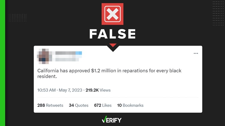 No, California is not sending $1.2M in reparations payments to each of its Black residents