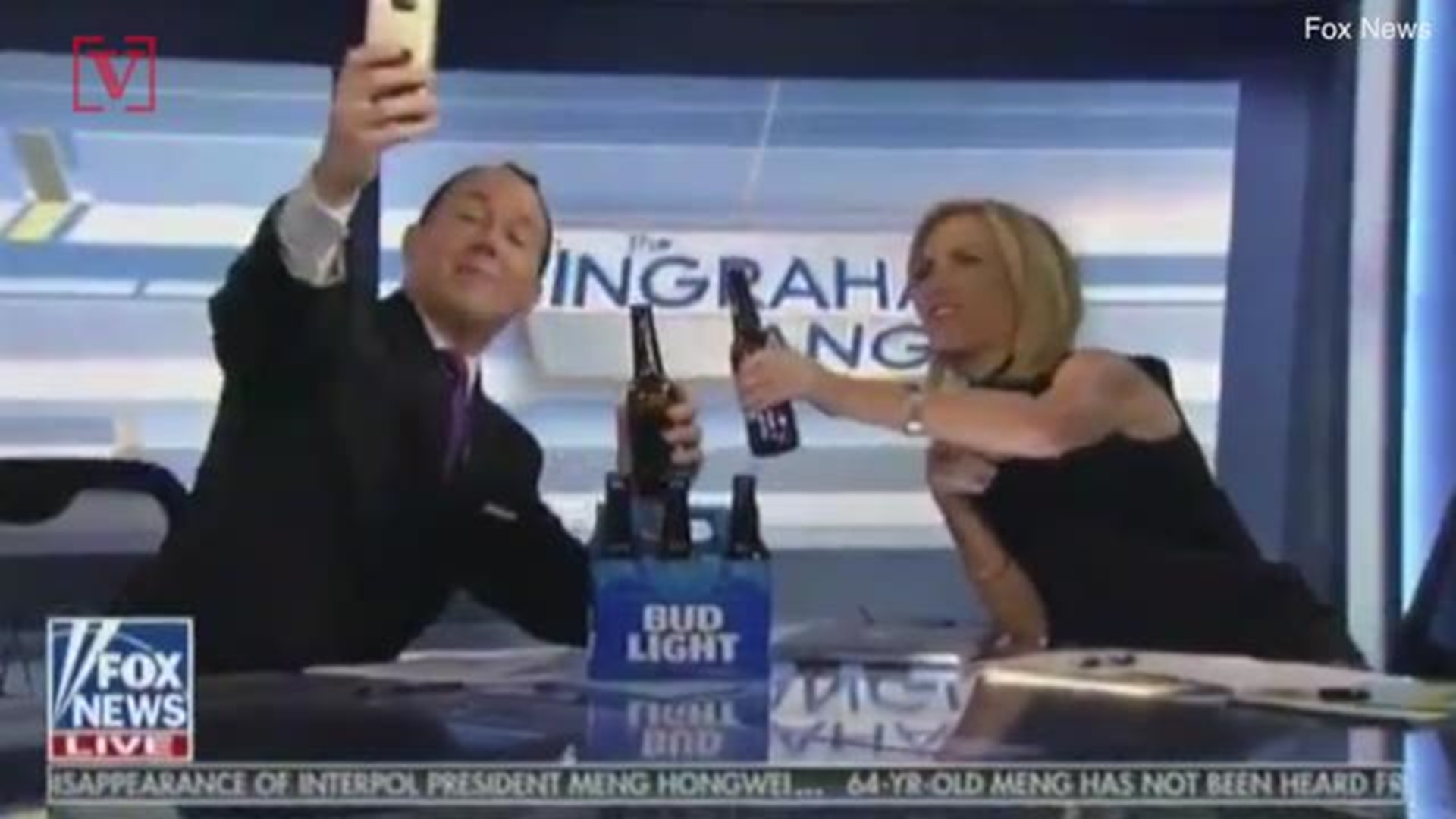 Fox News Contributor Jokingly Falls Off Chair With A Beer In Hand