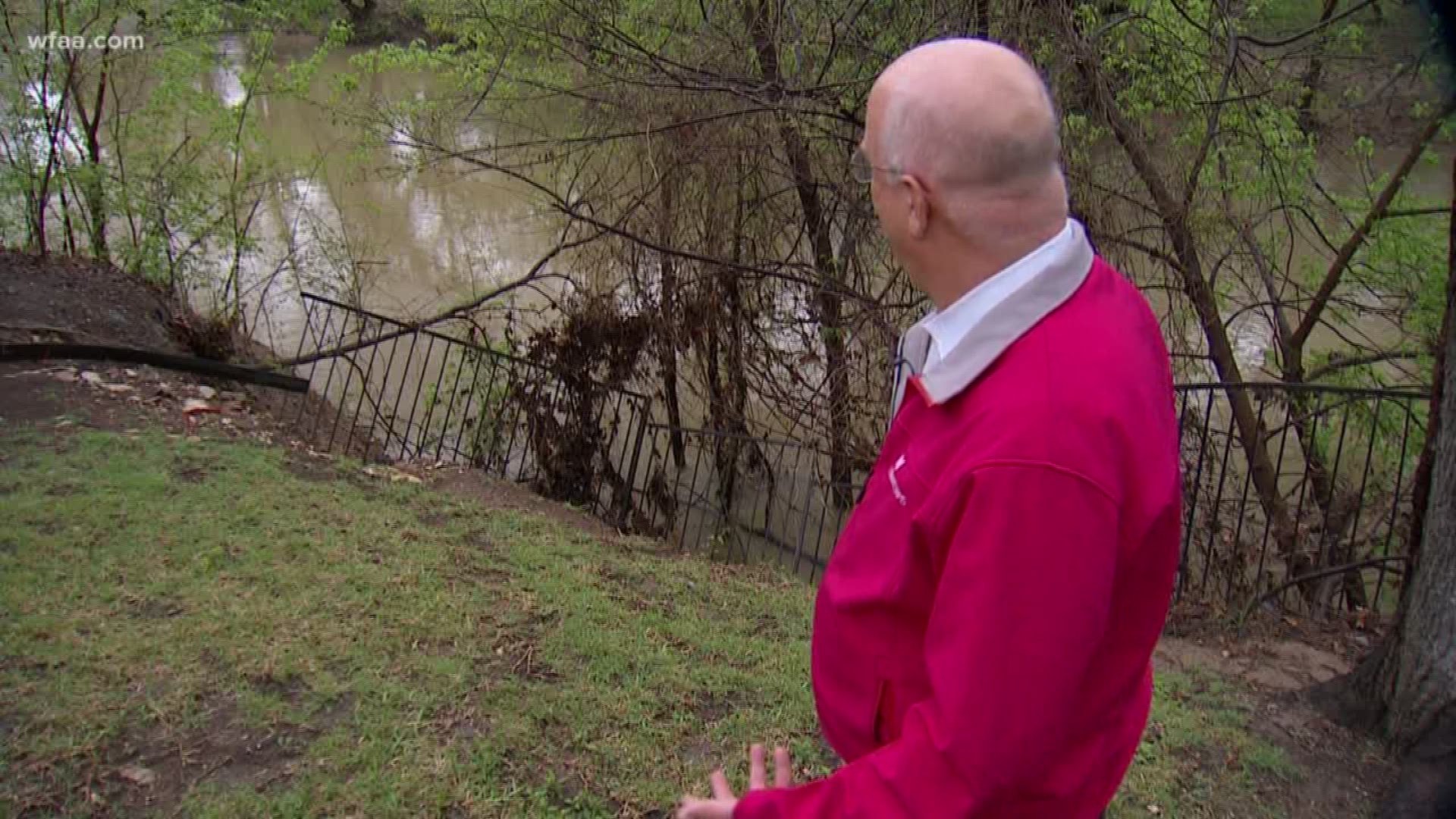 Homeowners helpless as yards fall into creek