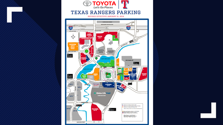 Texas Rangers Stadium Parking Map