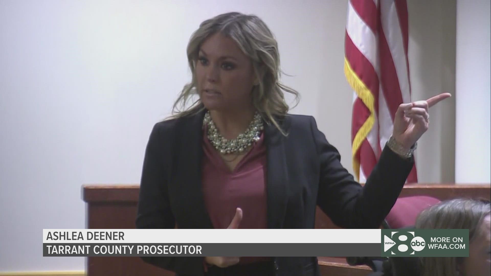 Tarrant County prosecutor Ashlea Deener delivered the first portion of closing arguments Monday morning in the sentencing of Aaron Dean.