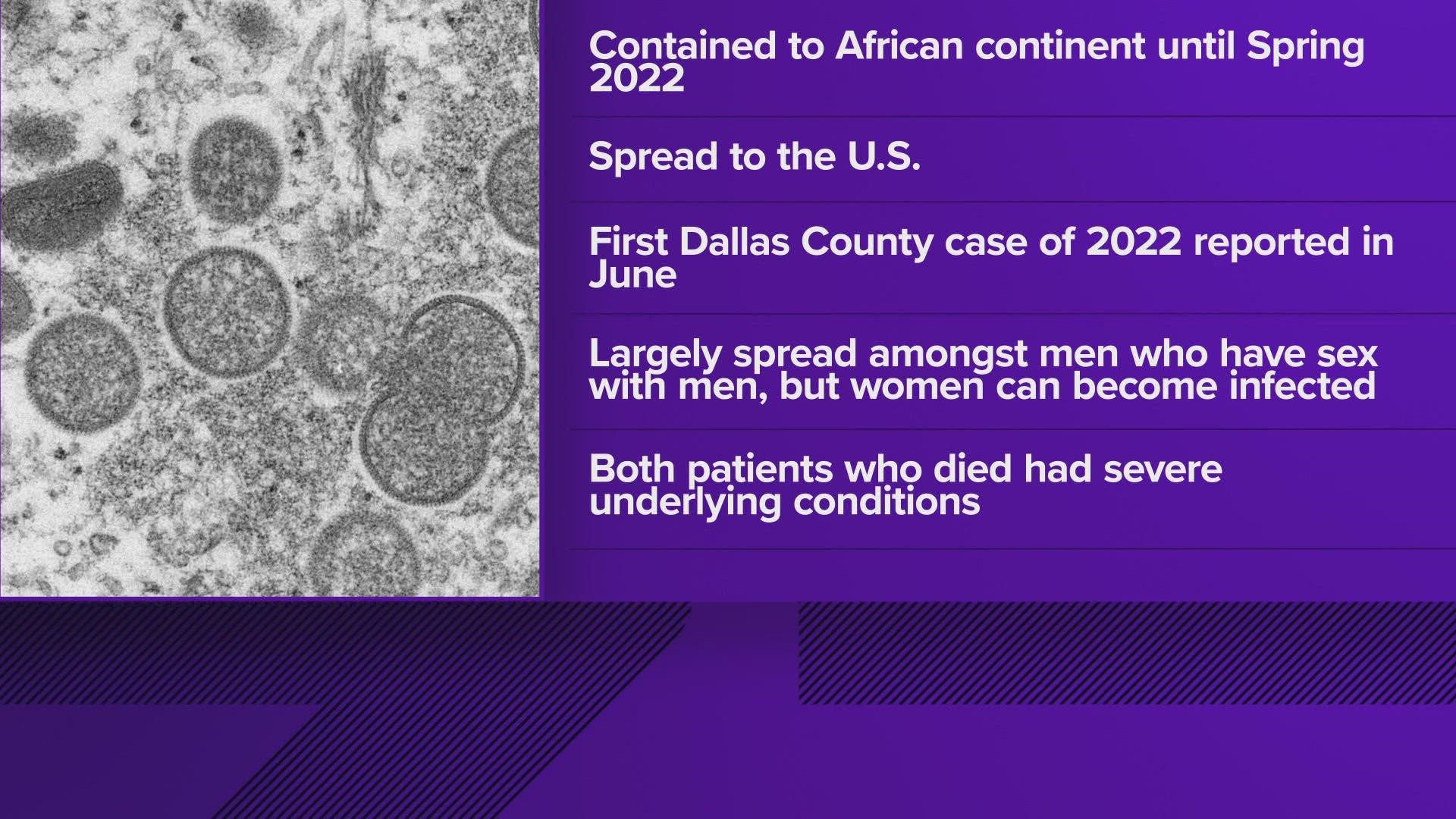 The Dallas County Medical Examiner's Office confirmed two men died related to Mpox in November and December.