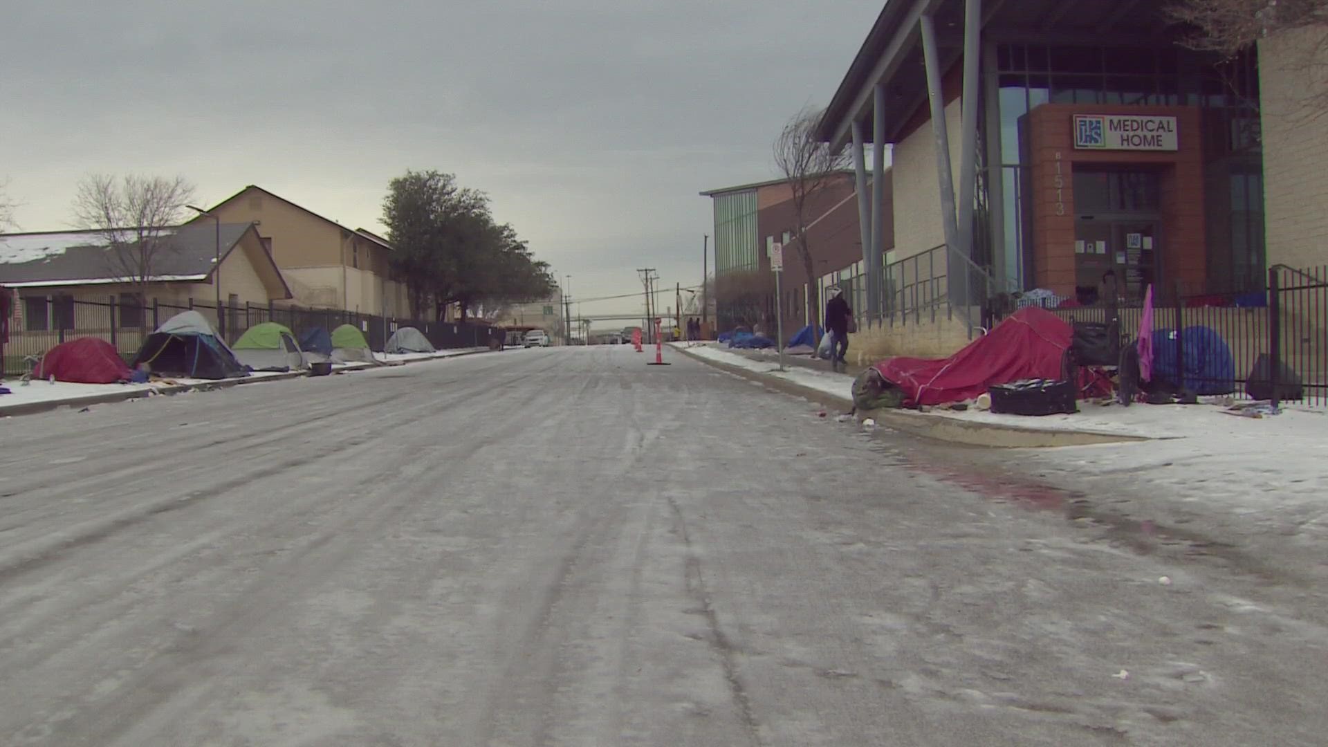 Homeless people in North Texas are feeling the brunt of the ice storm.
