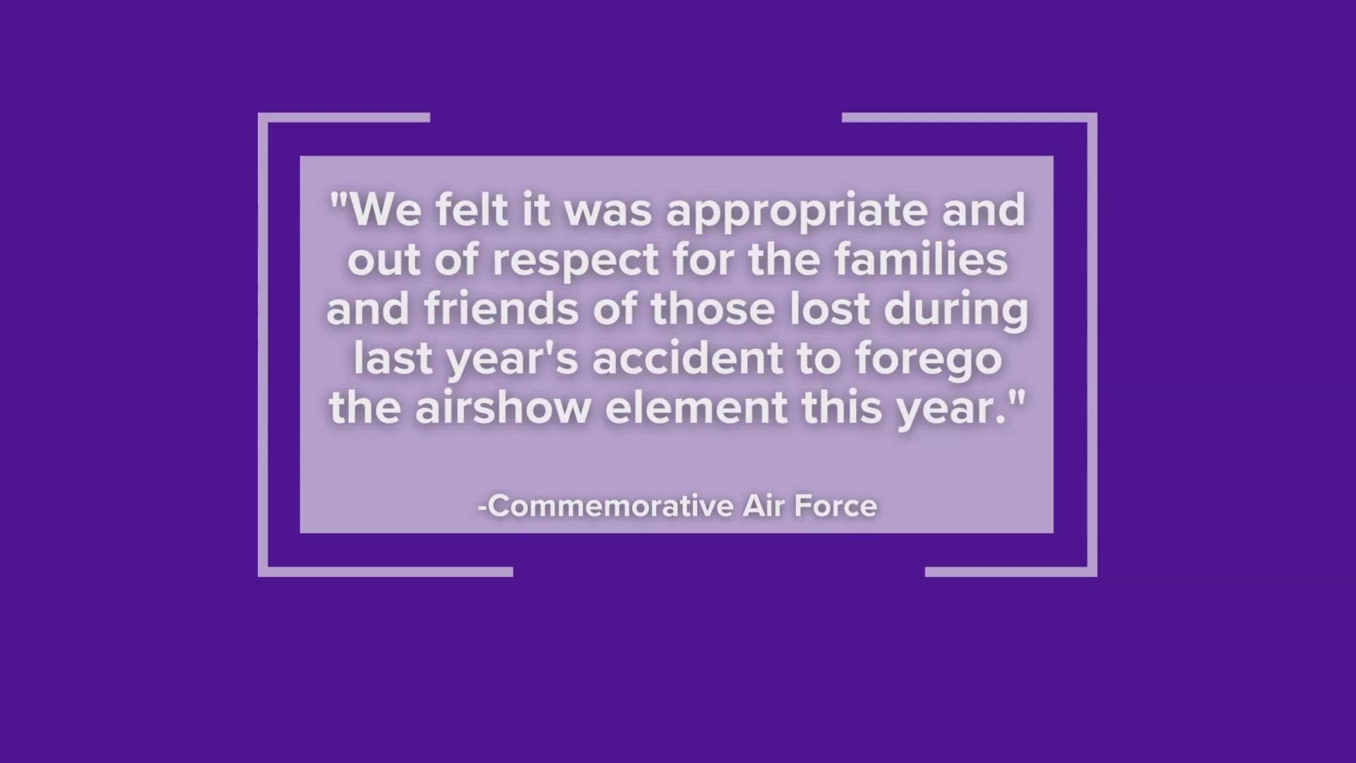 There will not be a traditional airshow held at Aviation Discovery Fest out of respect for the families who lost loved ones in the 2022 Wings Over Dallas crash.