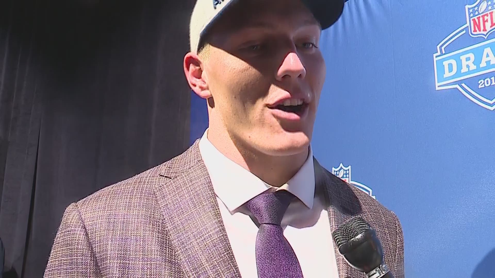The newest Dallas Cowboys linebacker is 1st Round pick Leighton Vander Esch, who joined us 1-on-1 at AT&T Stadium, after he got the call from Jerry Jones.  He said Jerry tried to mess with him when he called, telling him it was the Packers who were callin