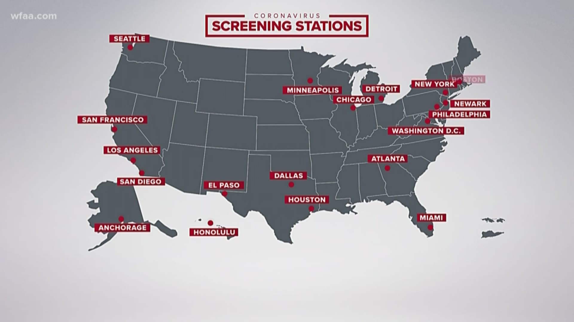 The airport is one of 20 across the U.S. that has been chosen by the Centers for Disease Control and Prevention to screen flights from China.