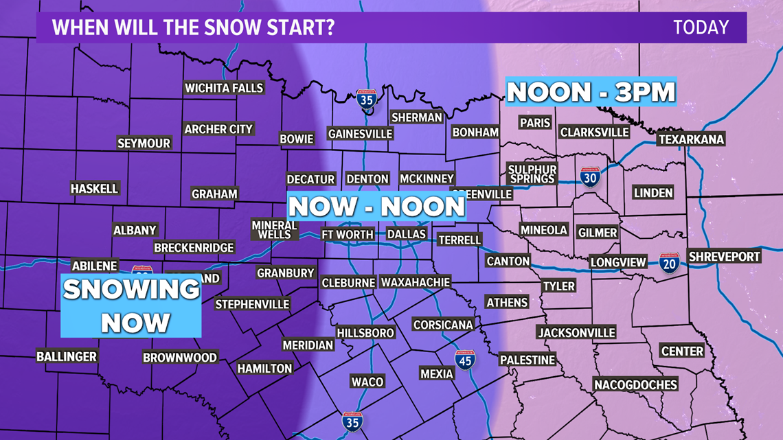 Here's when you could see snow Sunday in North Texas