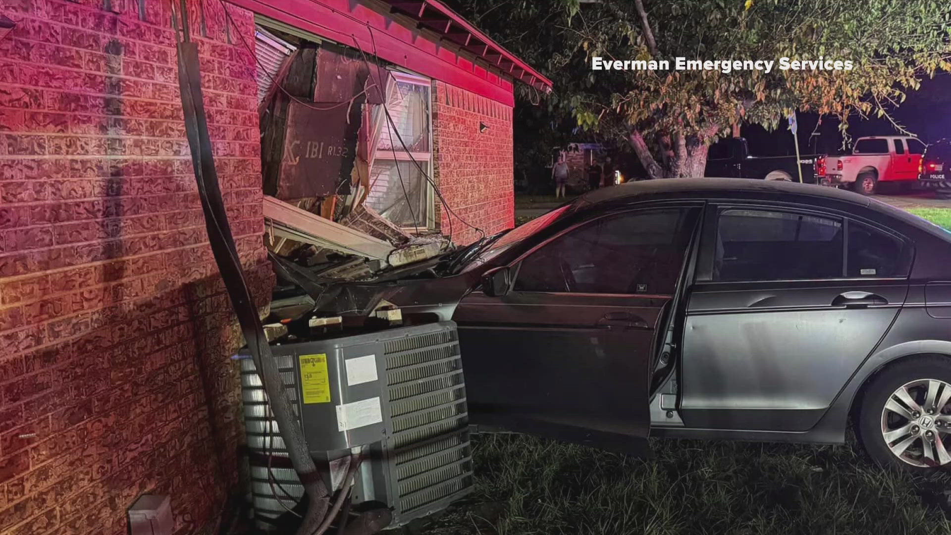 A car lost control and crashed into a home's living room and bedroom.