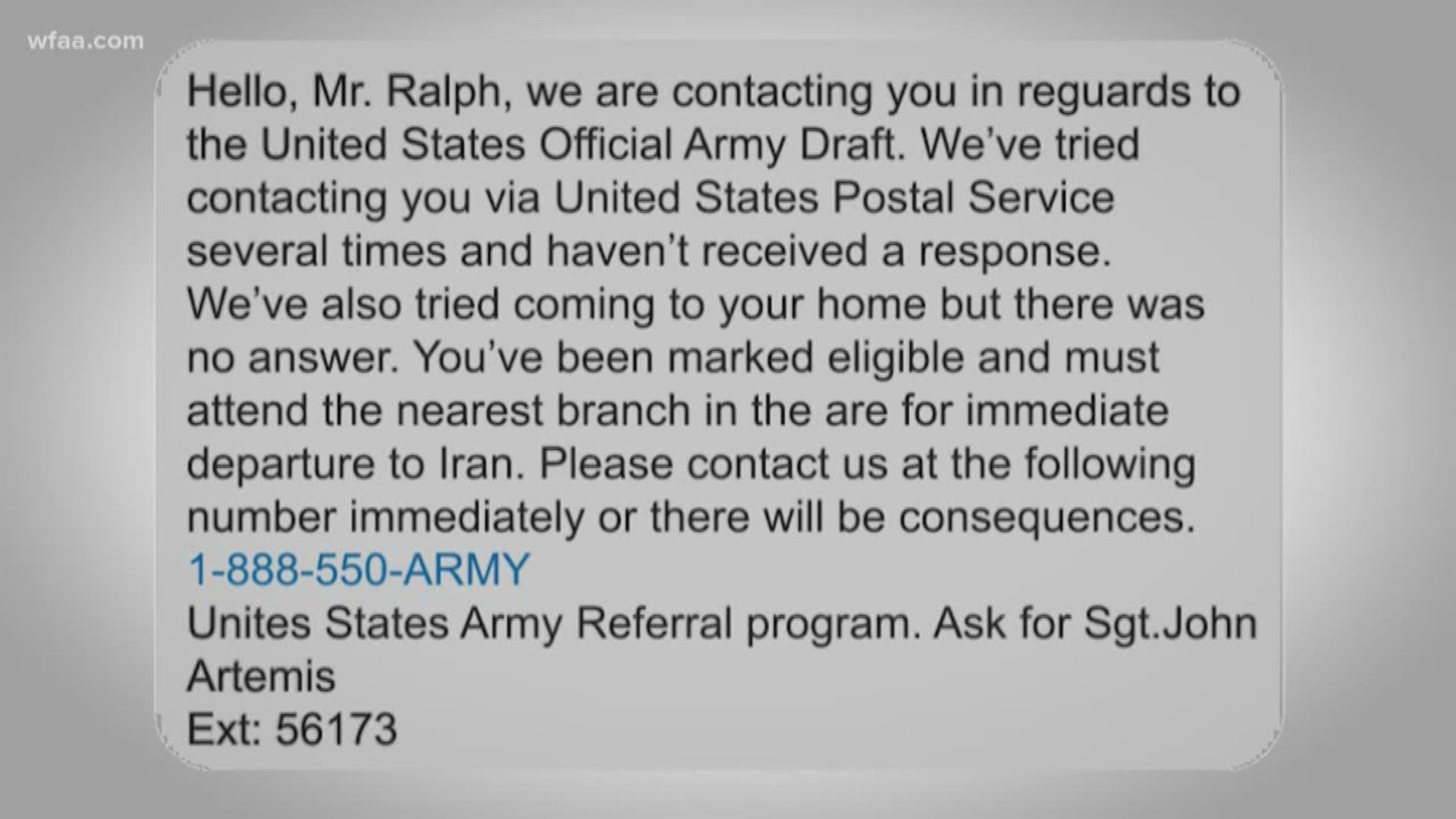 us-army-warns-about-fake-text-messages-regarding-a-draft-wfaa