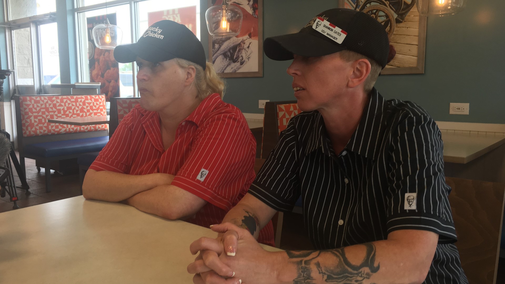 A girl ran into a KFC restaurant Tuesday and told an employee that she was being held against her will.