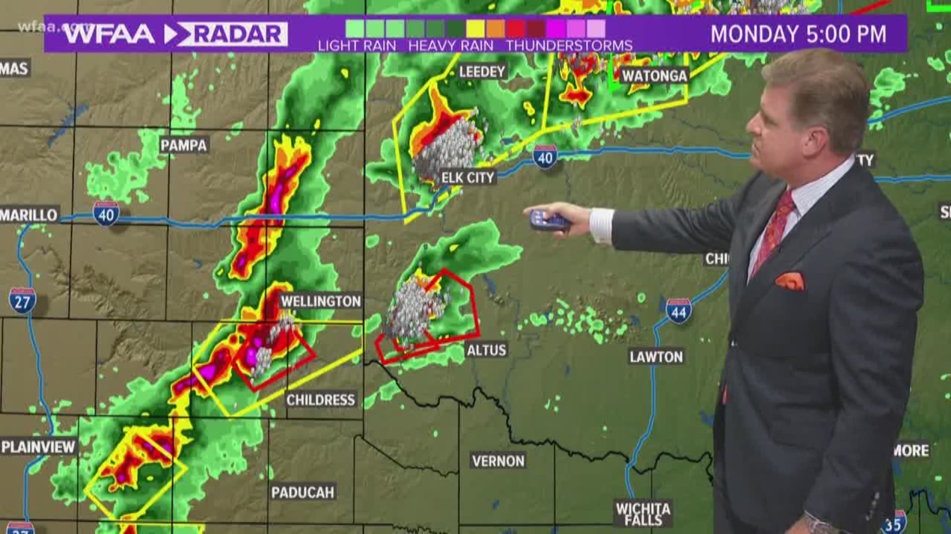 Several tornado warnings are in palce in northwest Texas and in Oklahoma.