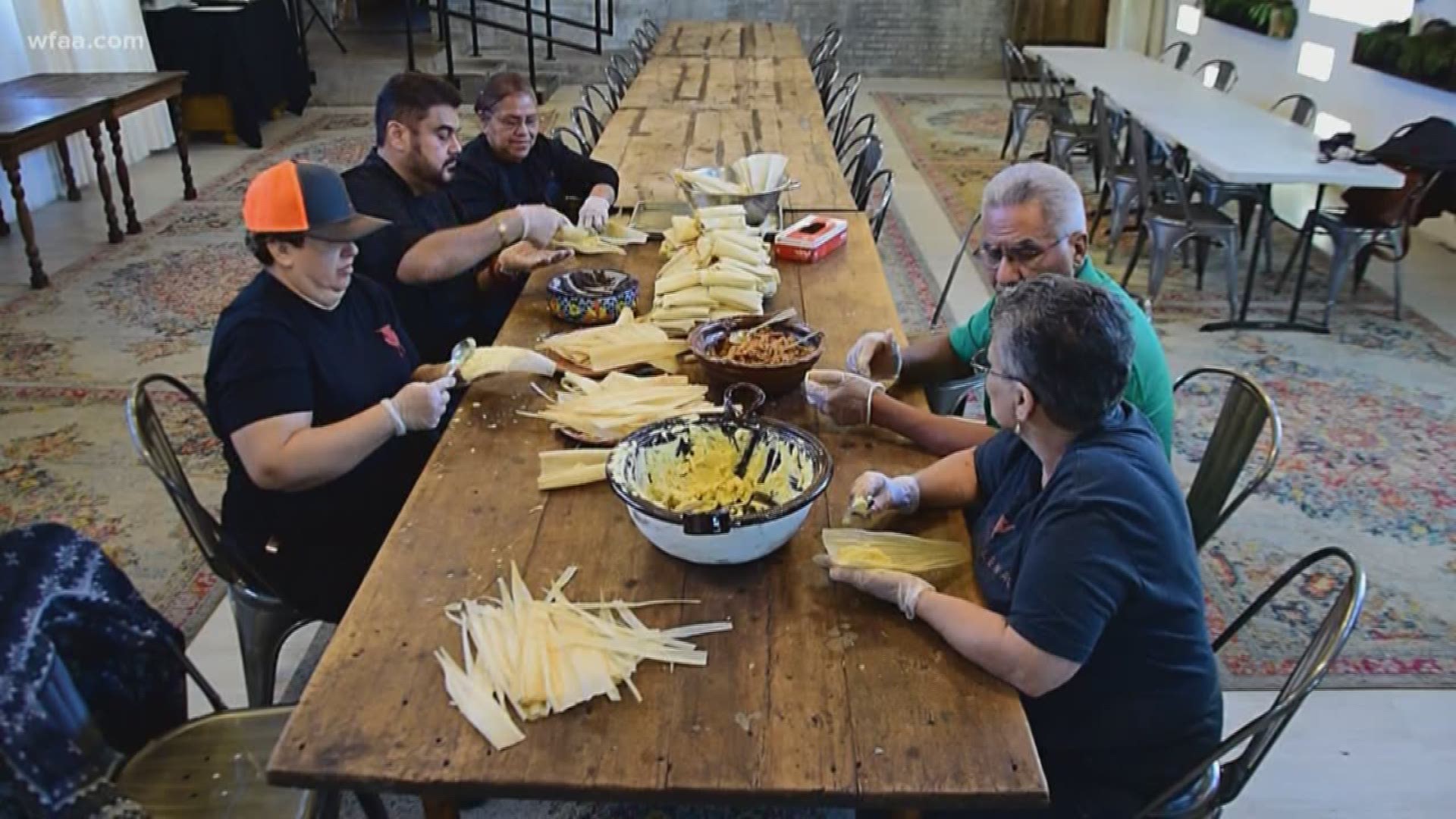 Owner Juan Rodriguez says the yearly tradition of preparing tamales draws everyone -- young and old -- to the kitchen.