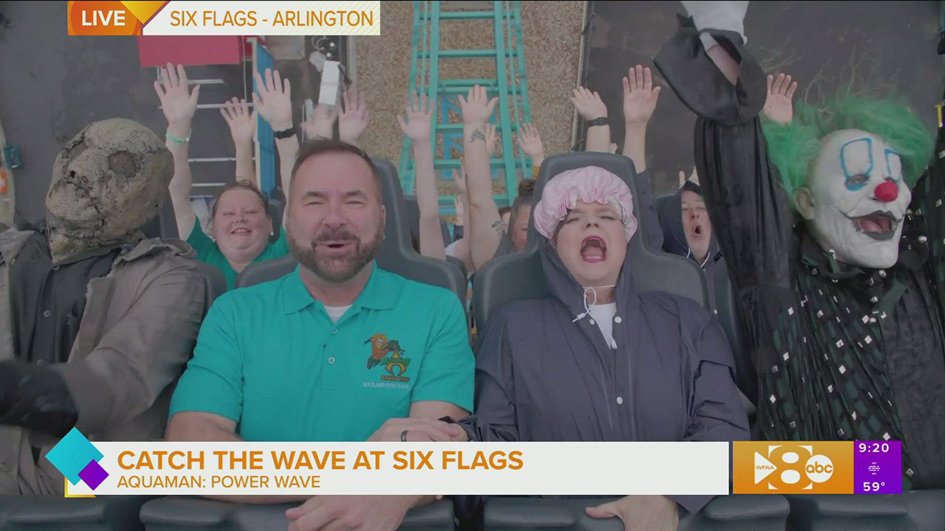 See Paige catch the wave of Six Flags over Texas' newest roller coaster AQUAMAN: Power Wave