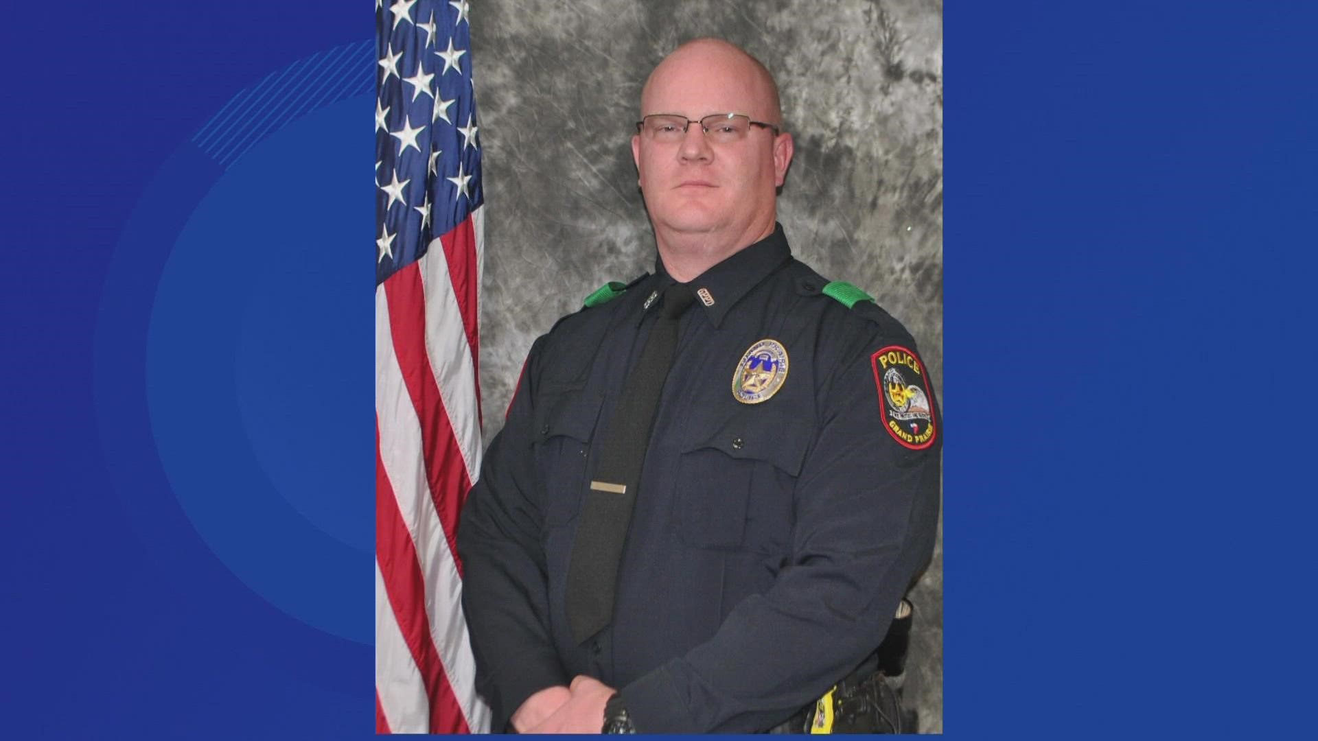 The Grand Prairie Police Department said officer Andy MacDonald died Monday morning.