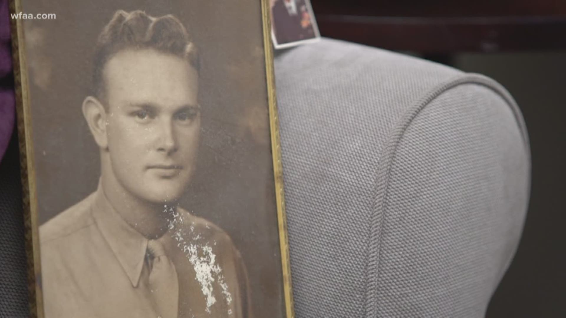 A woman is searching for the family of a late Air Force veteran whose life-time of military mementos were discovered in a box near the parking lot of an east Dallas shopping center.