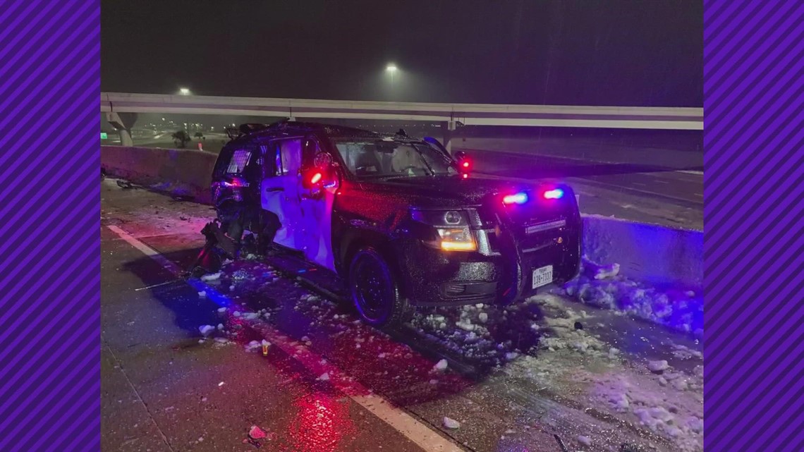 Fort Worth officers involved in crash with multiple 18-wheelers | wfaa.com