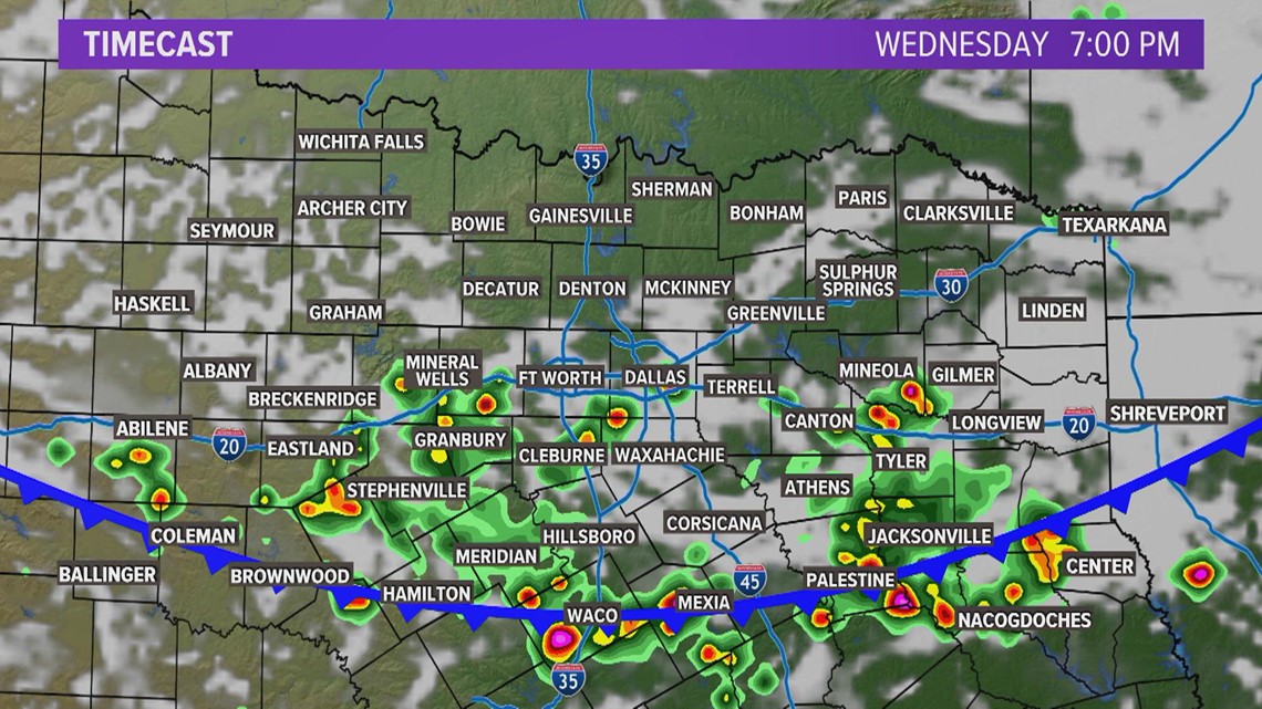 Wednesday night rain timeline 8-17-2022 | wfaa.com
