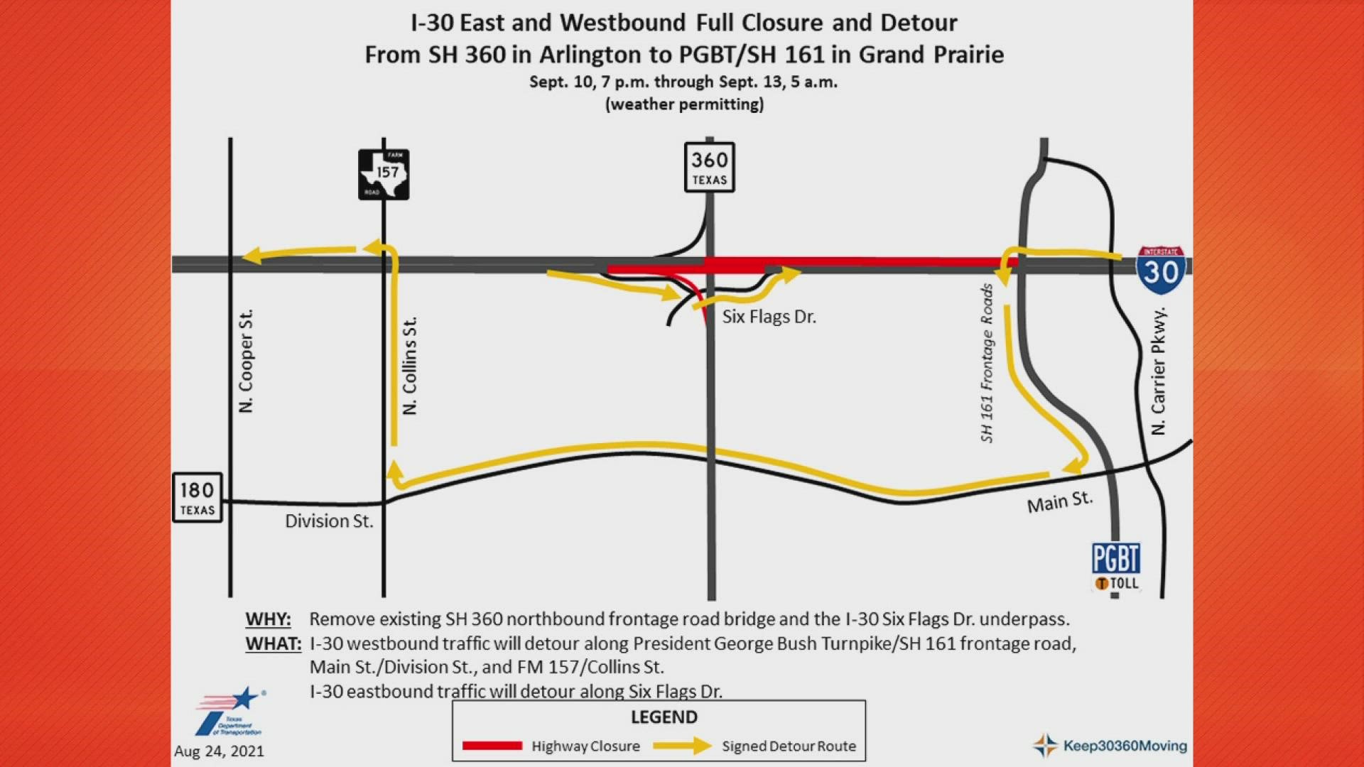 The construction closure is expected to cause delays through the weekend.