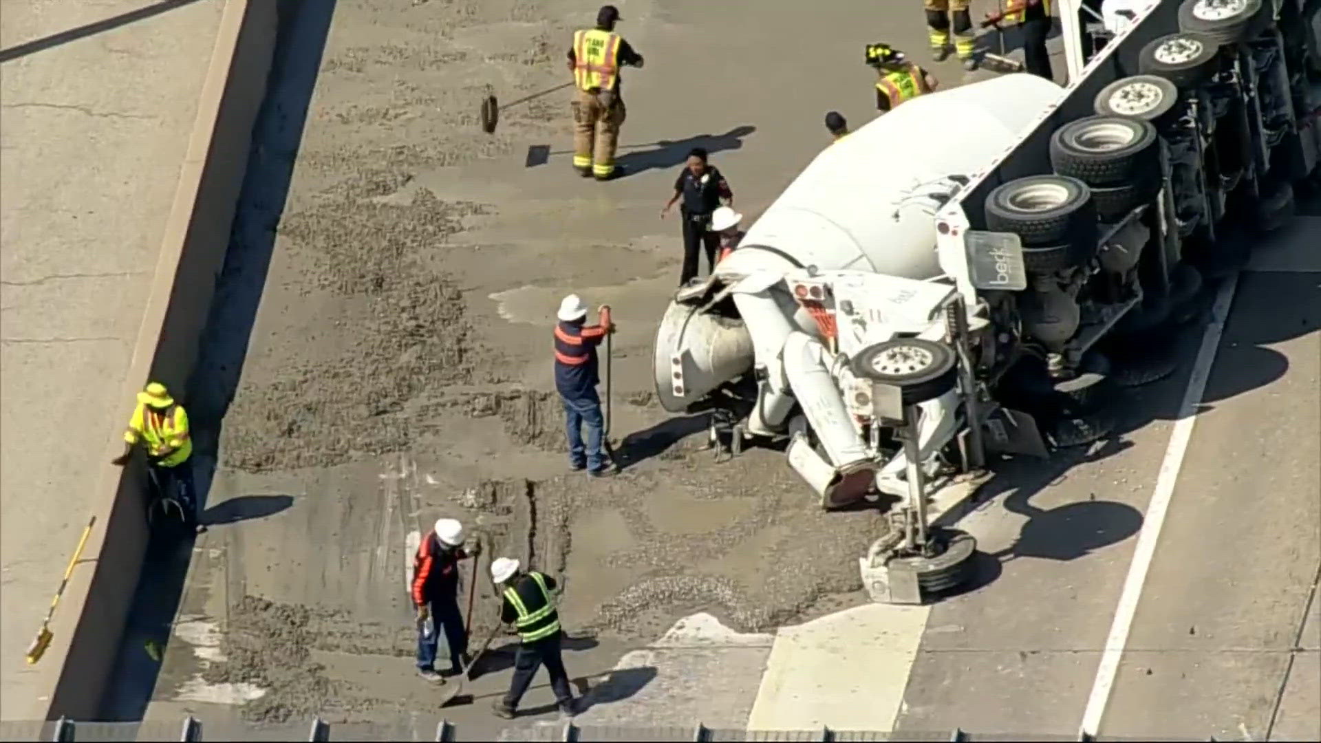 Major accident involving cement truck shuts down southbound lanes of ...