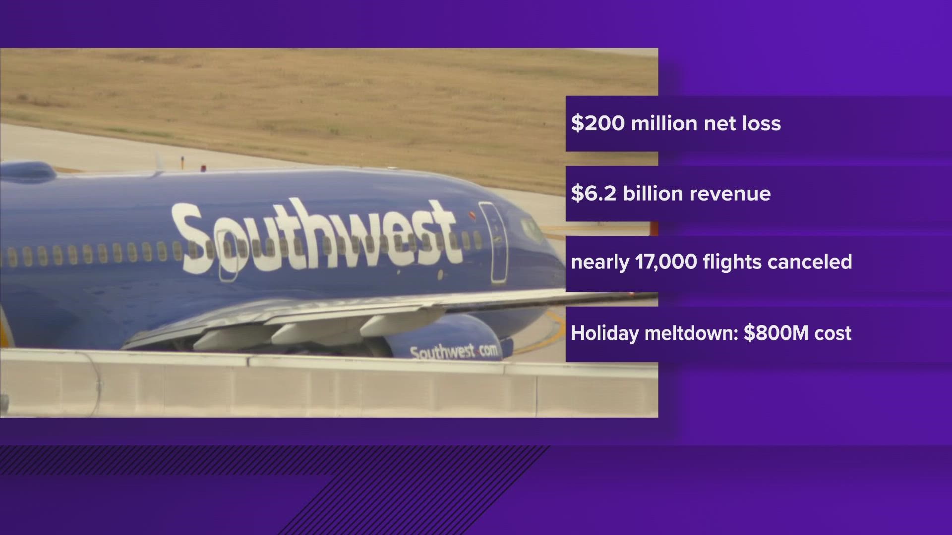 Southwest said it also expects another loss in the first quarter while saying it was encouraged by booking trends for March.