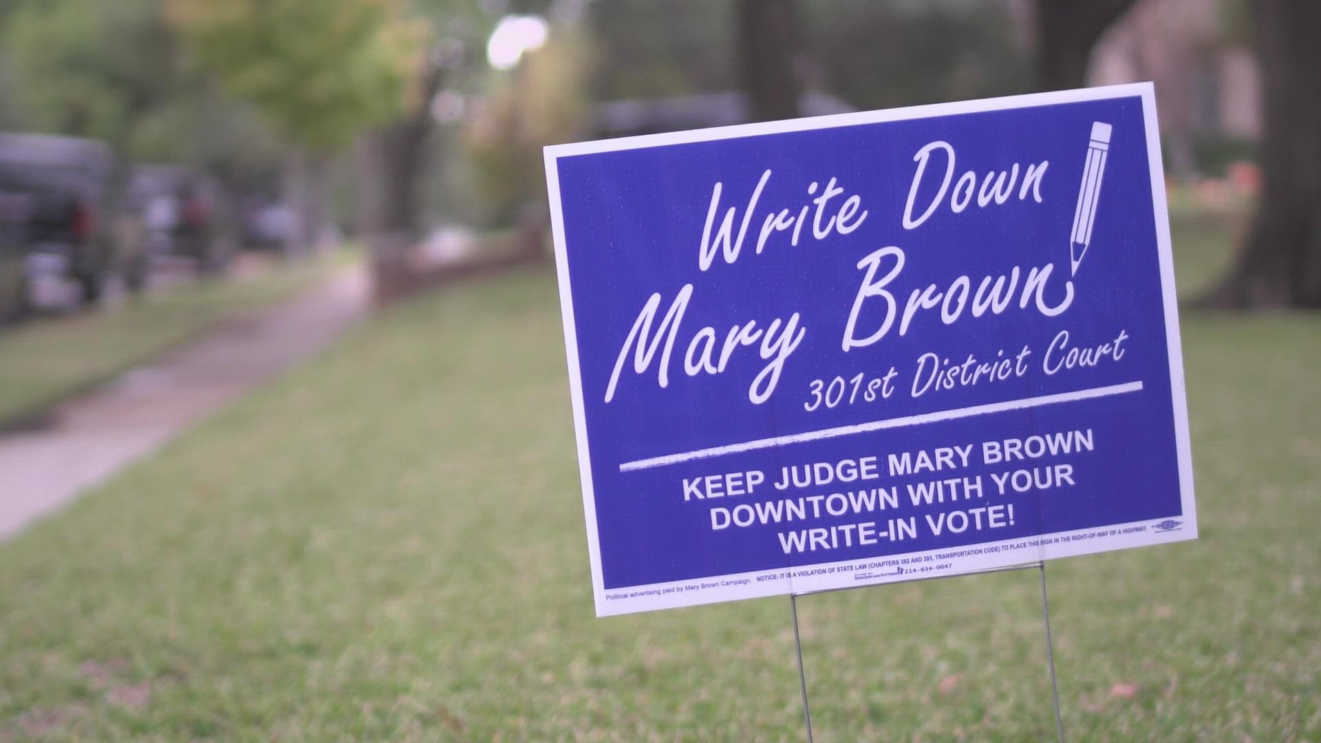 Incumbent Judge Mary Brown admits a mistake kept her name off the ballot. She, and two other candidates, are vying to have write-in campaigns put them on the bench.