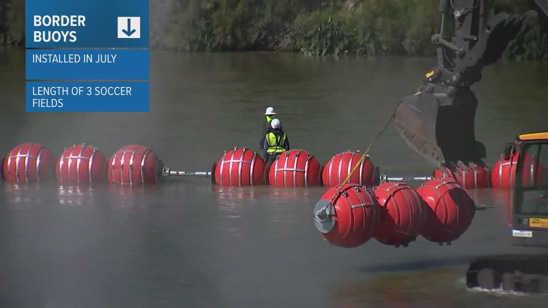 Officials have not said specifically where the person died or how long their body was trapped in the floating buoy wall on the Rio Grande.