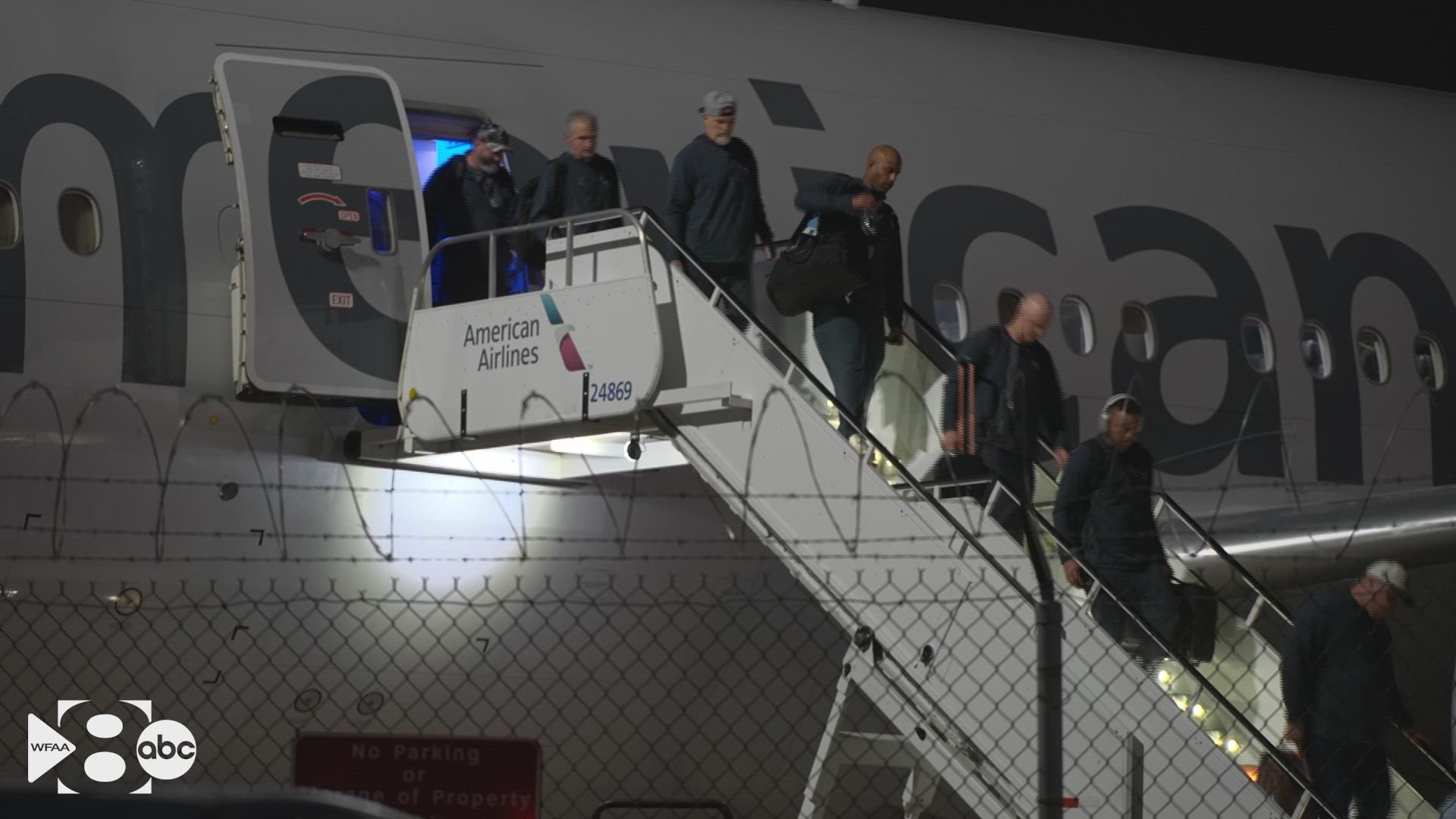 The Dallas Cowboys arrived home Sunday night following their big win over the Los Angeles Rams.