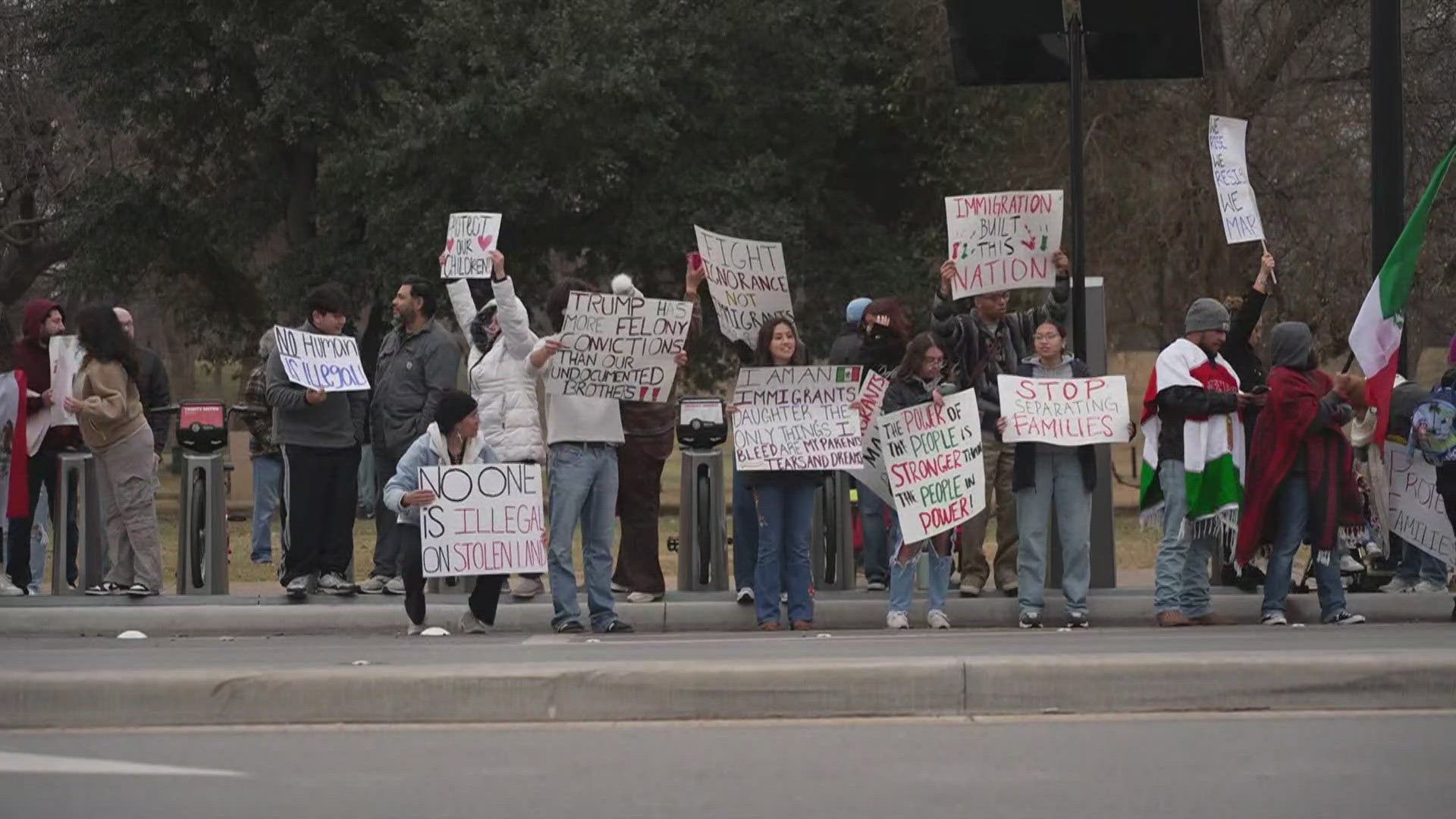 Hundreds of protestors have gathered in Dallas and Fort Worth to voice their frustrations with President Donald Trump's immigration-related executive orders.