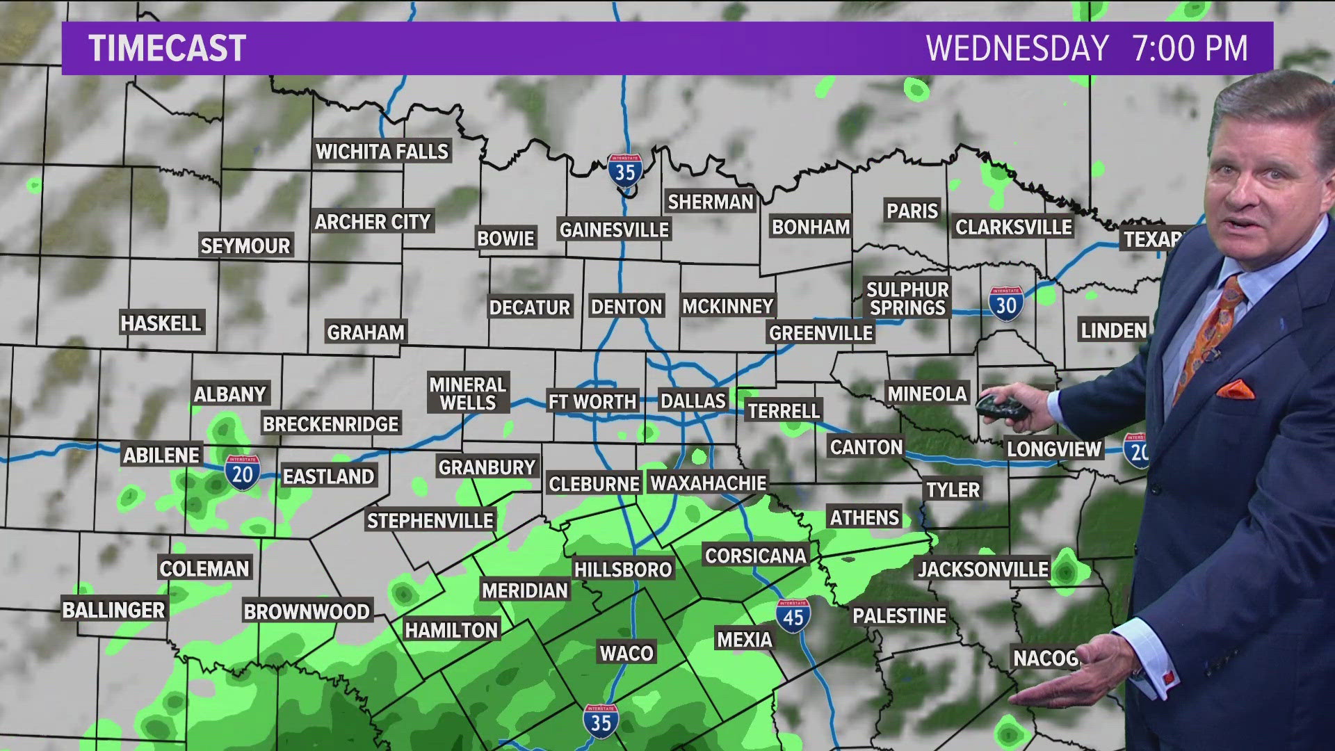 For North Texas, our chances for rain will come mainly in the form of scattered showers or storms