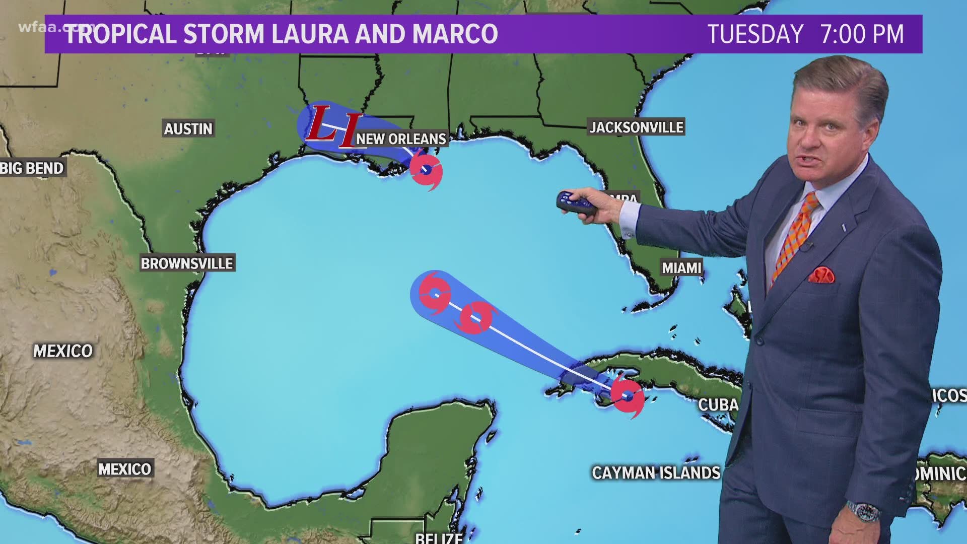 Tropical Storm Laura's path is still in limbo but some models show the Texas Coast could be impacted.