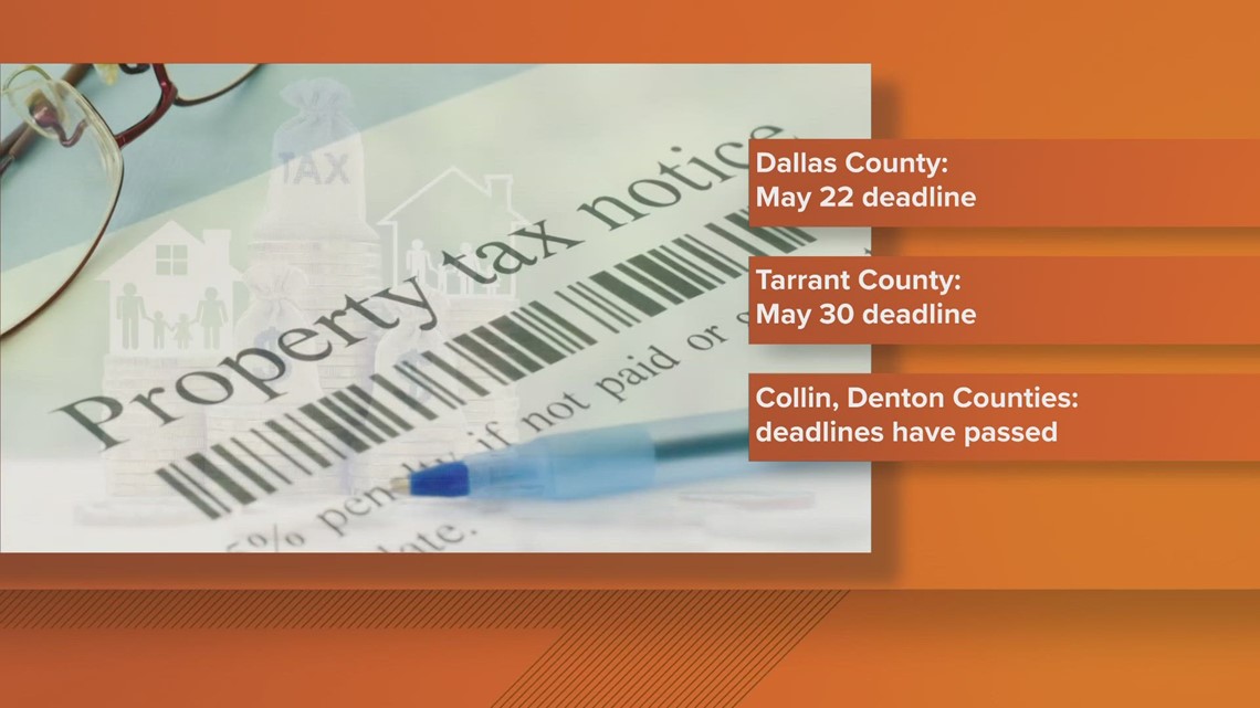 Property tax appraisal protests deadlines for Dallas, Tarrant counties