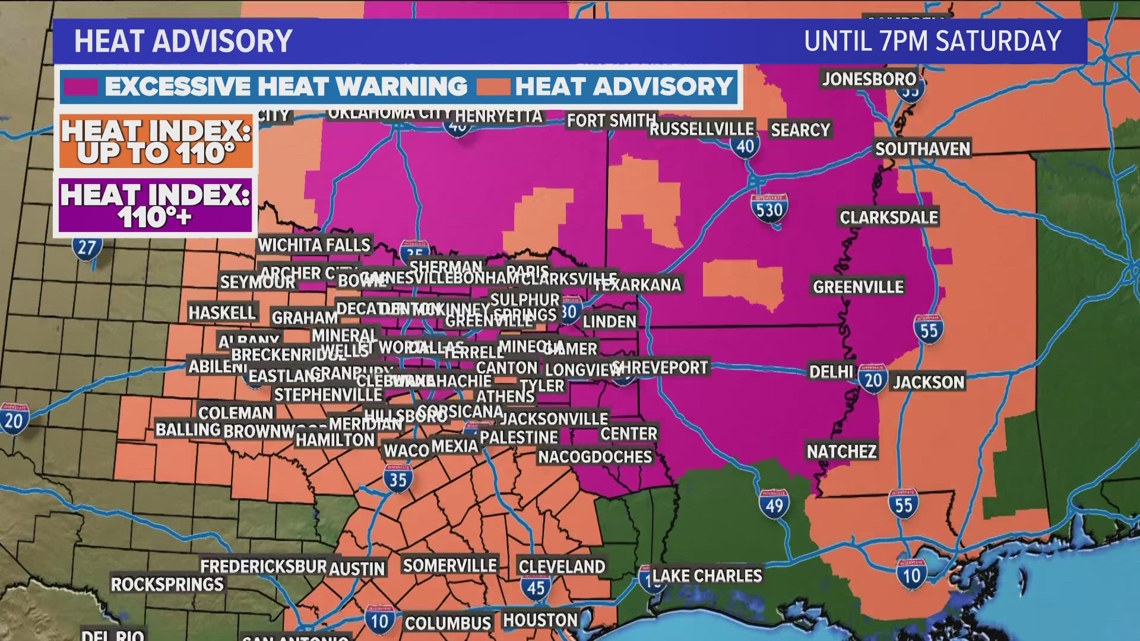 DFW Weather: Excessive Heat Warnings for North Texas over the weekend ...