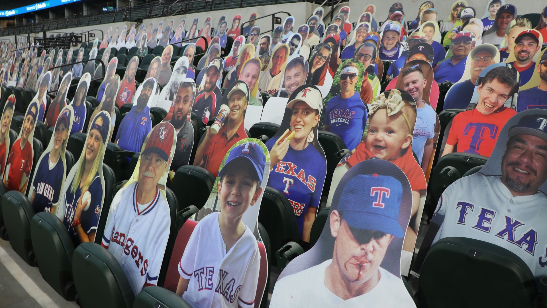 2,700 Texas Rangers fans have cardboard cutouts, or "DoppleRangers," in the stands for opening night at Globe Life Field. No real fans will be in attendance.