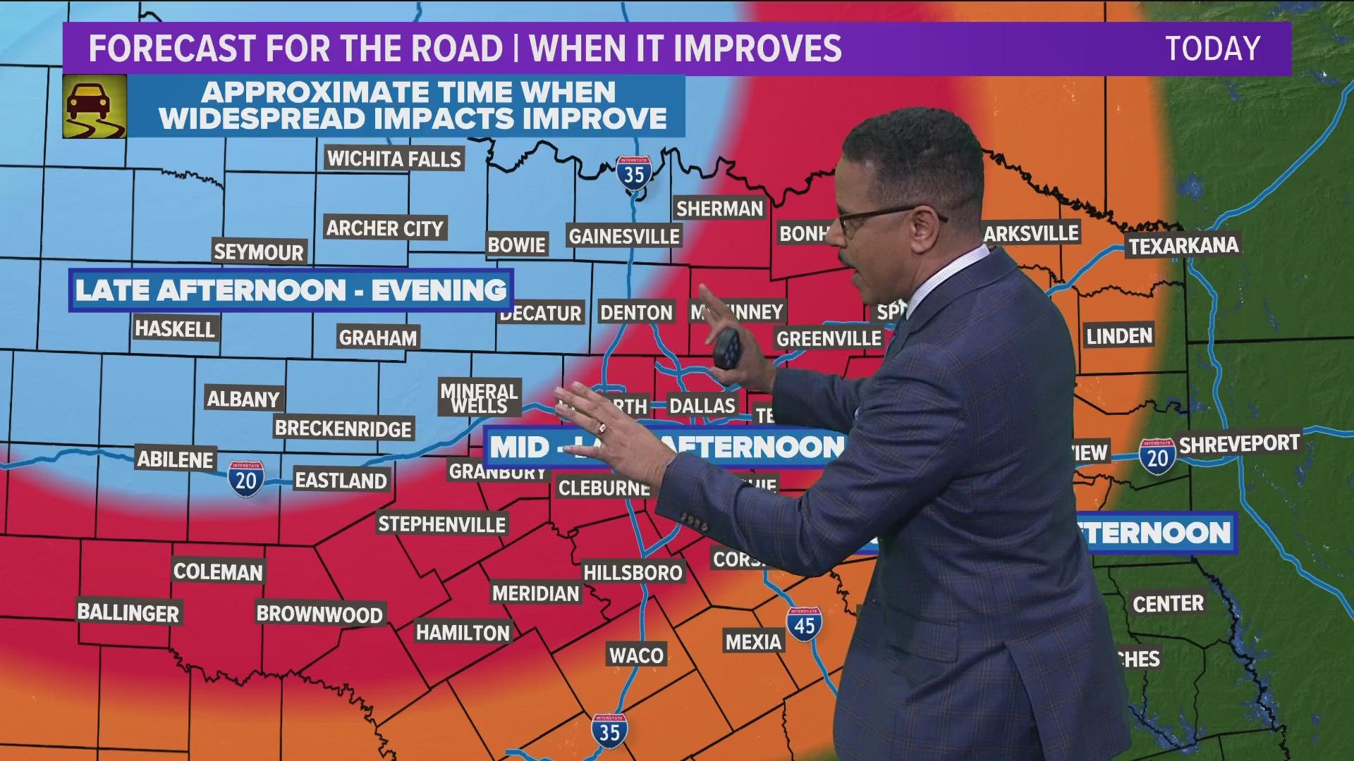 WFAA meteorologist Greg Fields gives a timeline for when we can expect safer, drier roadways