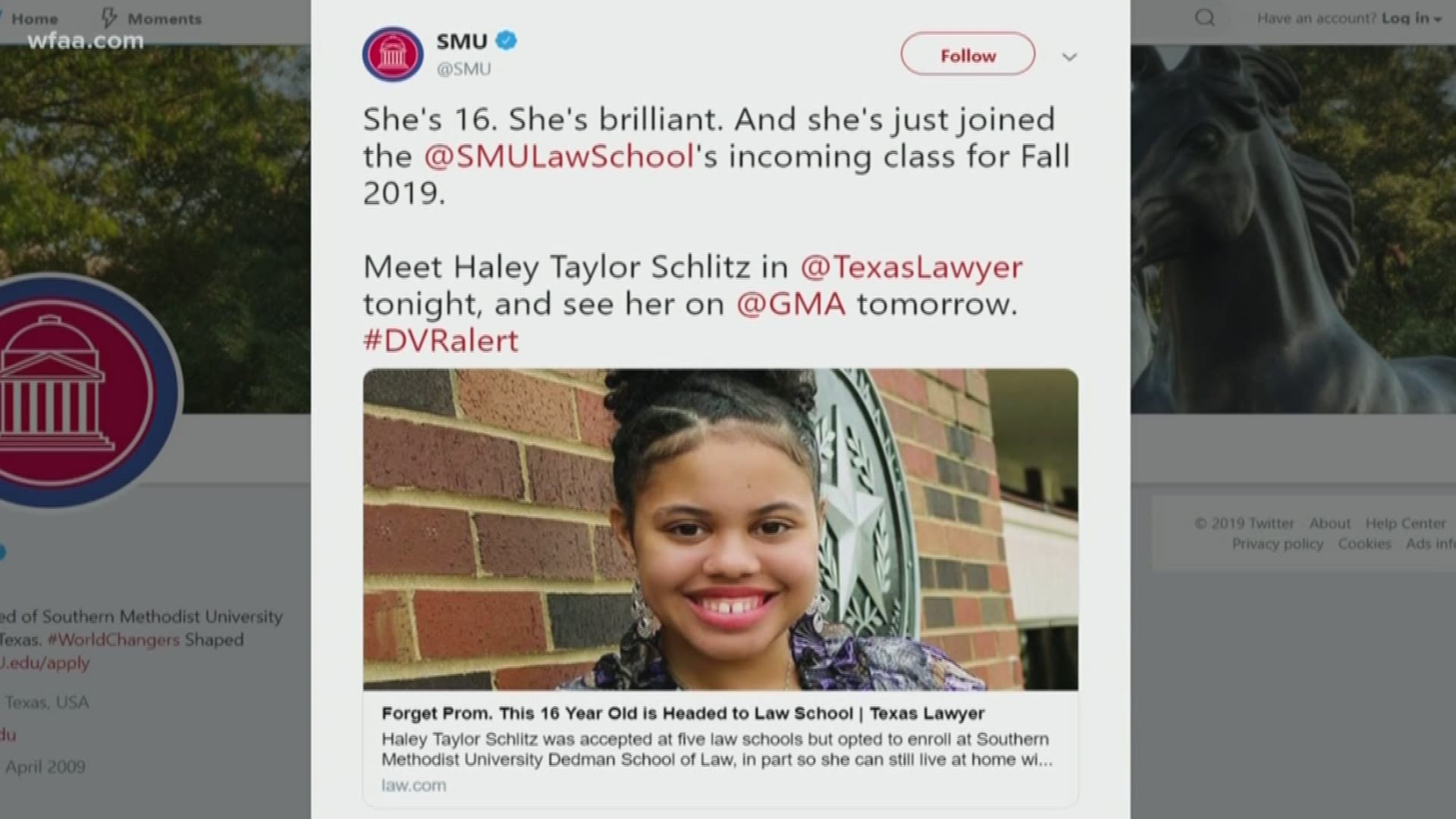 Fort Worth teen to attend SMU law school