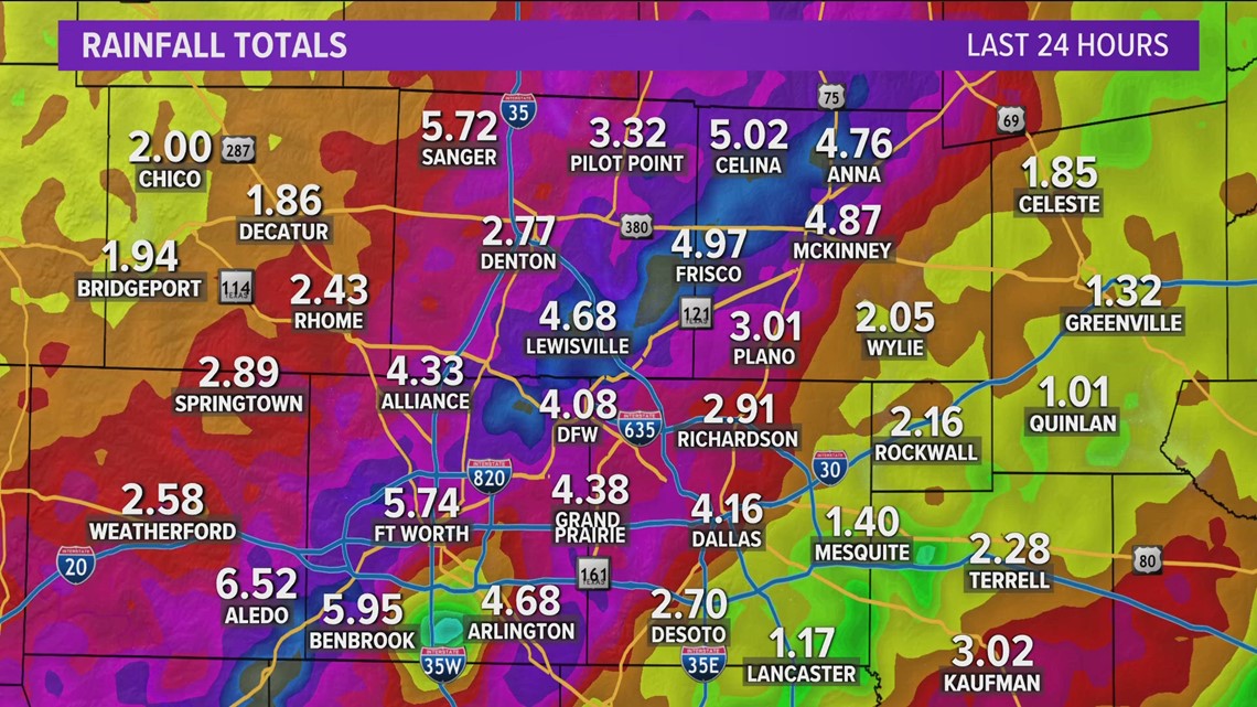 DFW weather: Latest rainfall totals in North Texas | wfaa.com