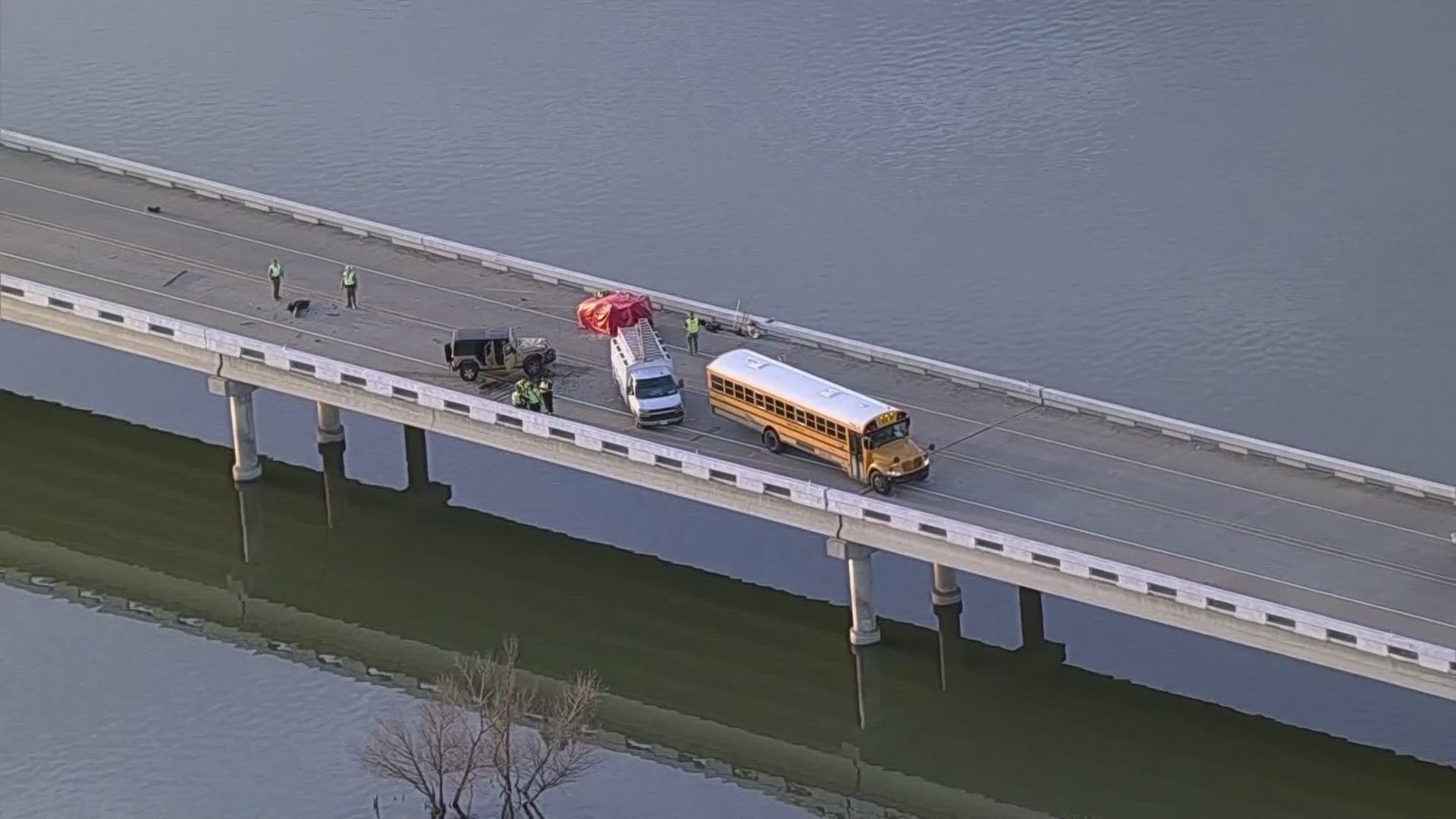 No one on the school bus was injured, but a minor riding in a sedan was killed.