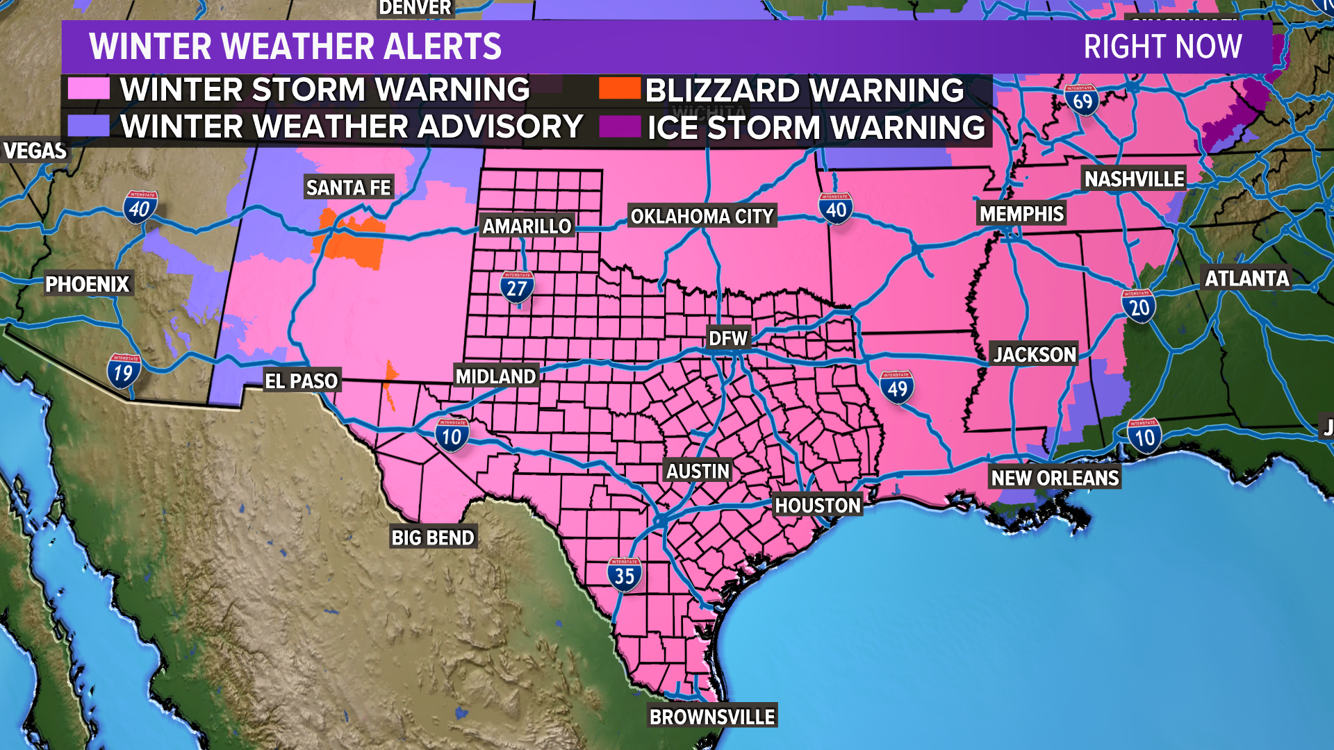 Winter Storm Warning across Texas: Snow and extreme cold continues ...