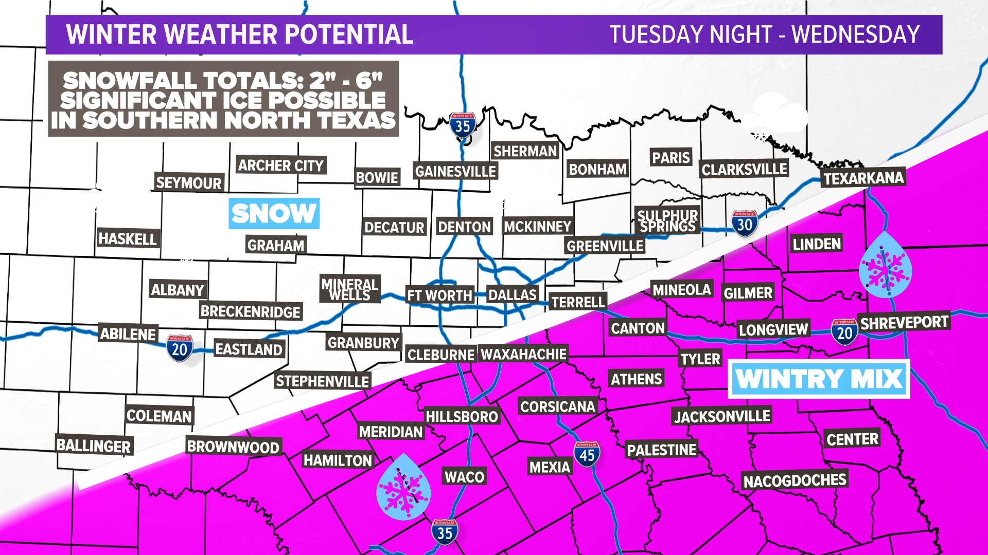 Winter Storm Warning across Texas Snow and extreme cold continues